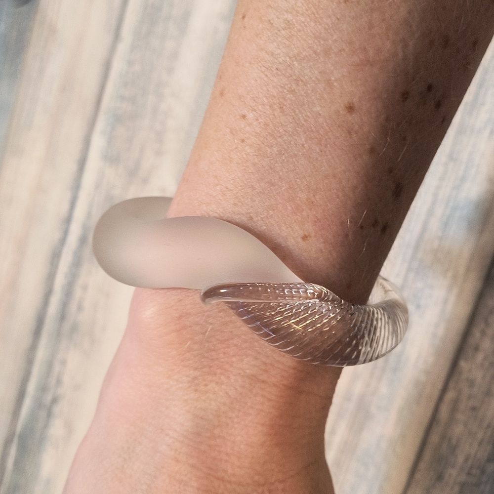 Frosted Clear Glass Cuff Bracelet